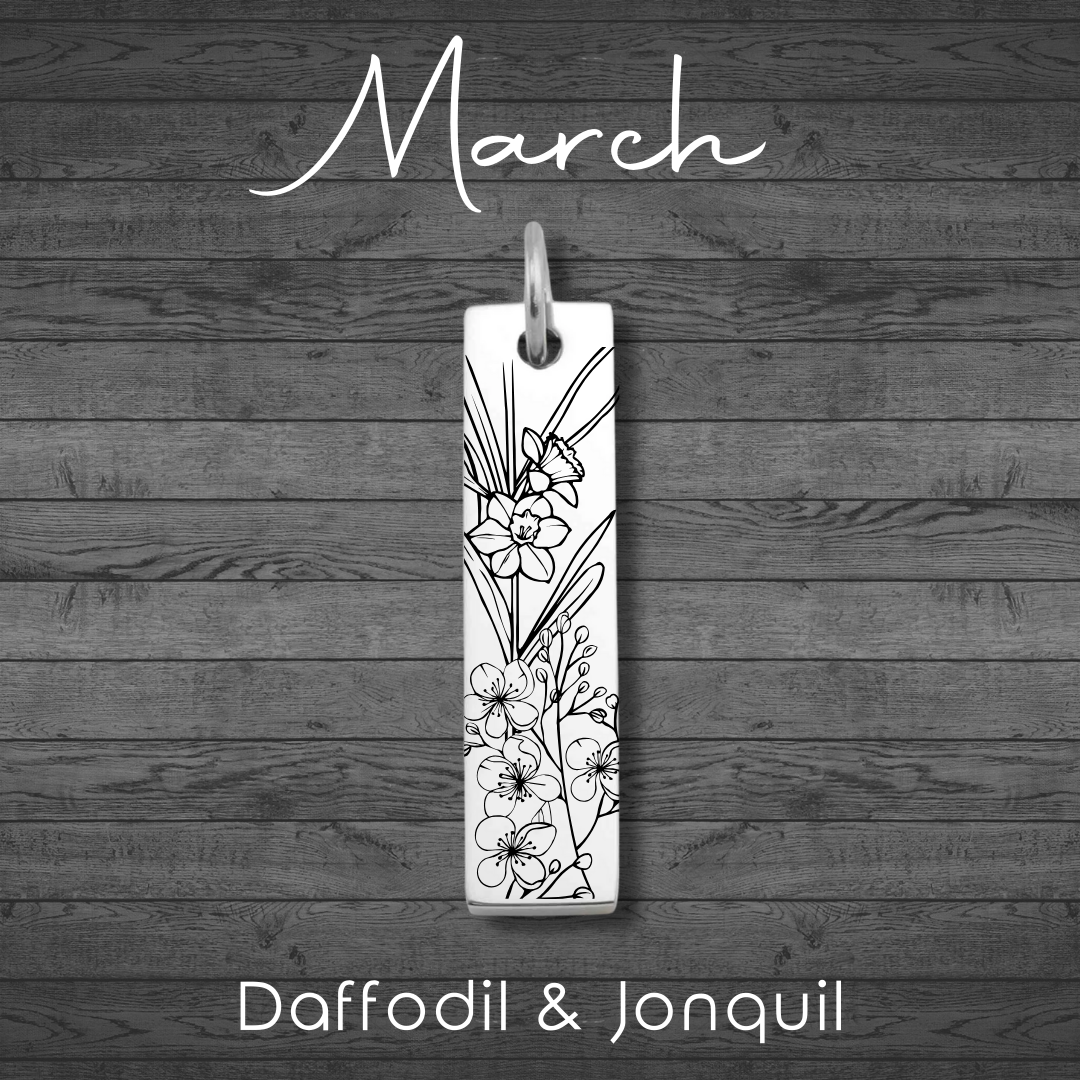 Birth Flower Bar Pendant