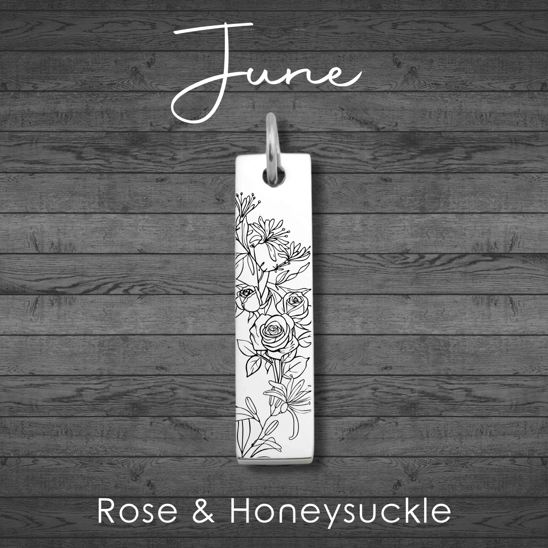Birth Flower Bar Pendant