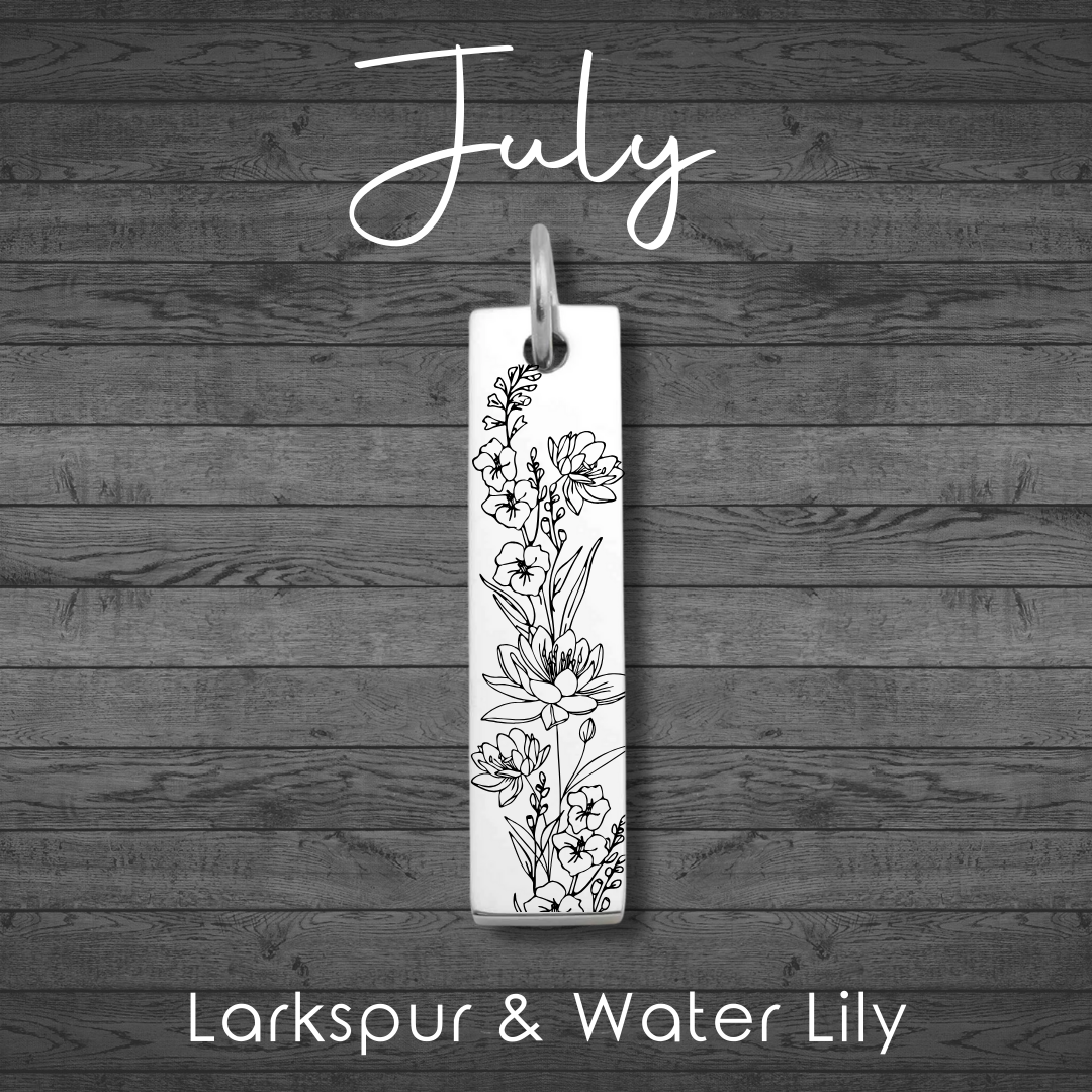 Birth Flower Bar Pendant