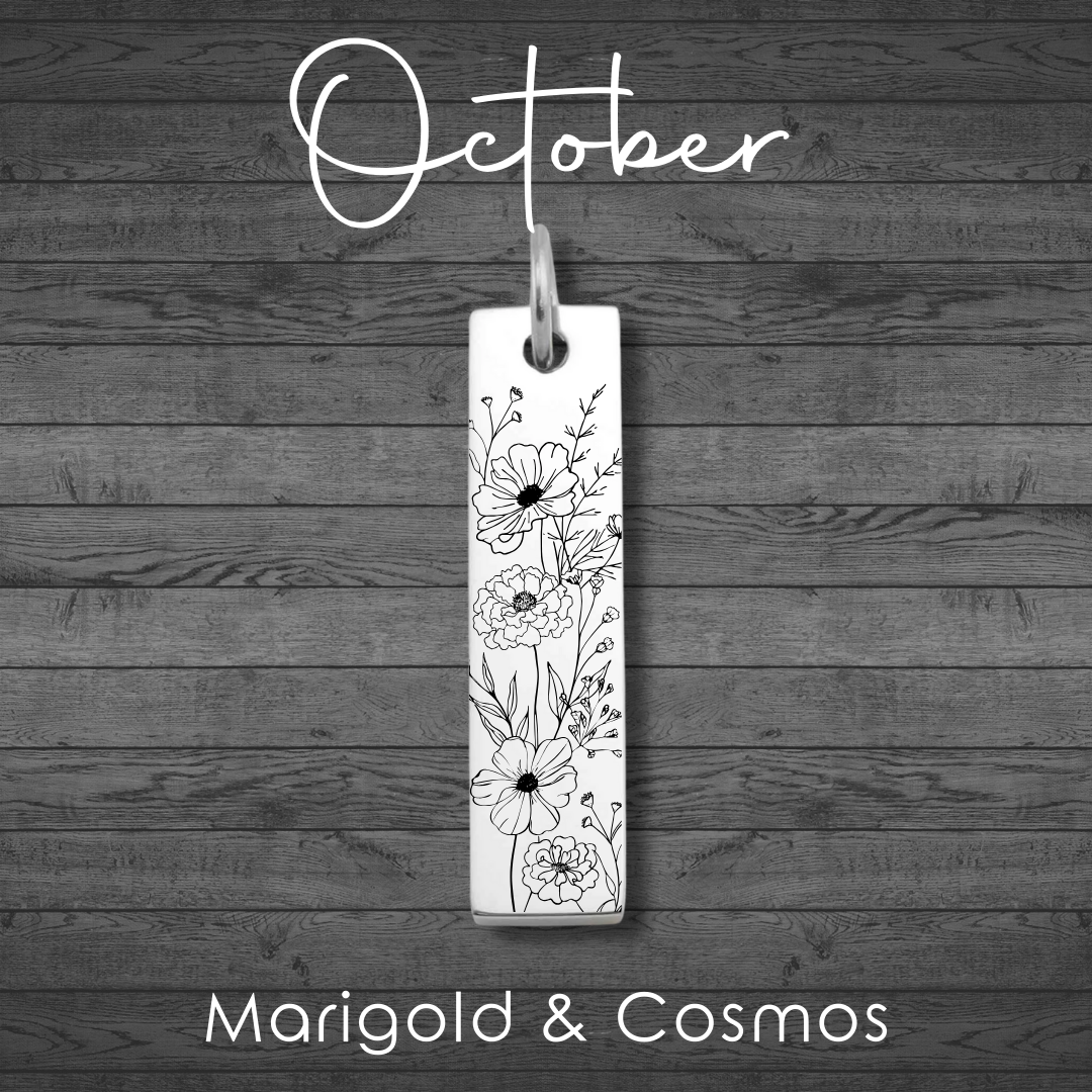 Birth Flower Bar Pendant