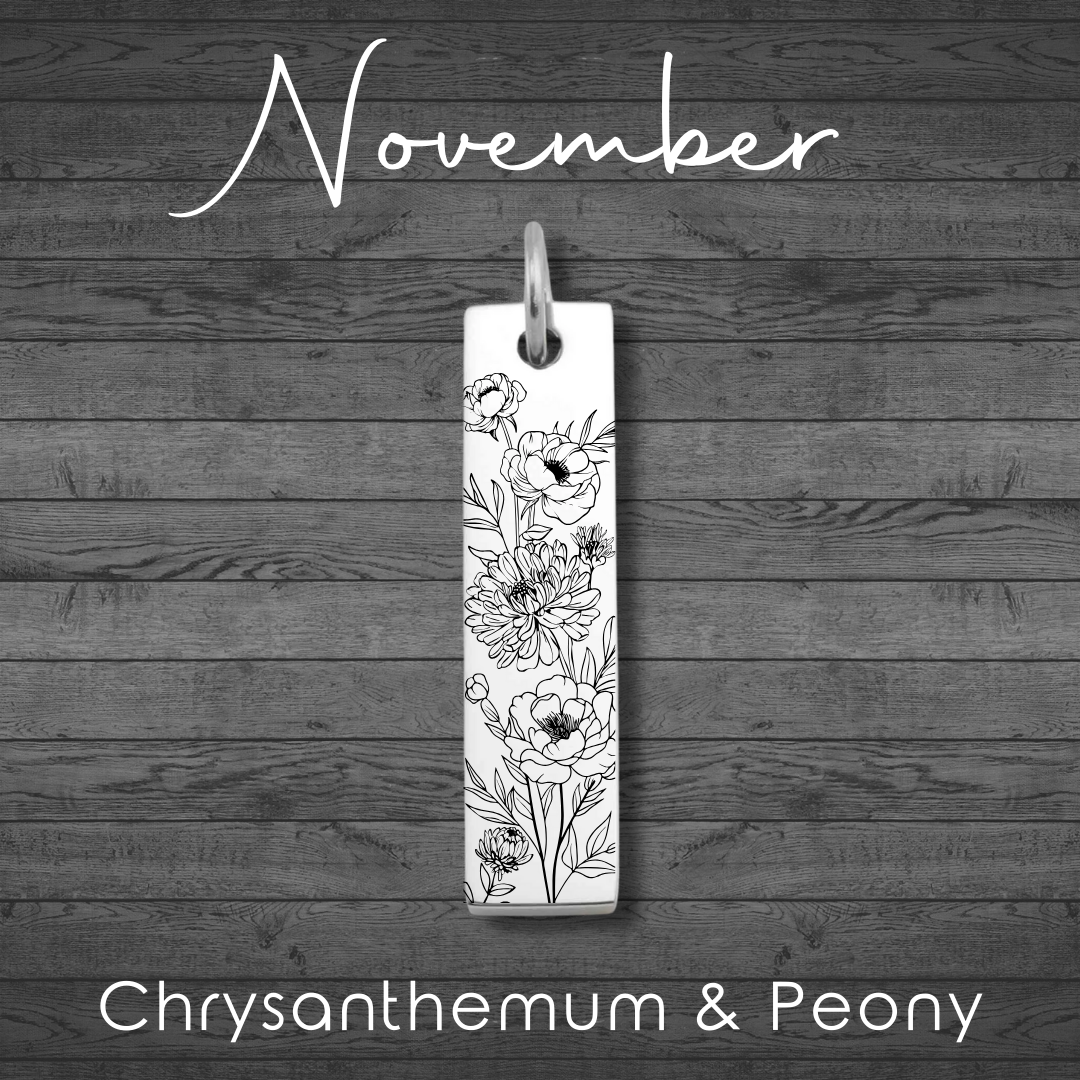 Birth Flower Bar Pendant