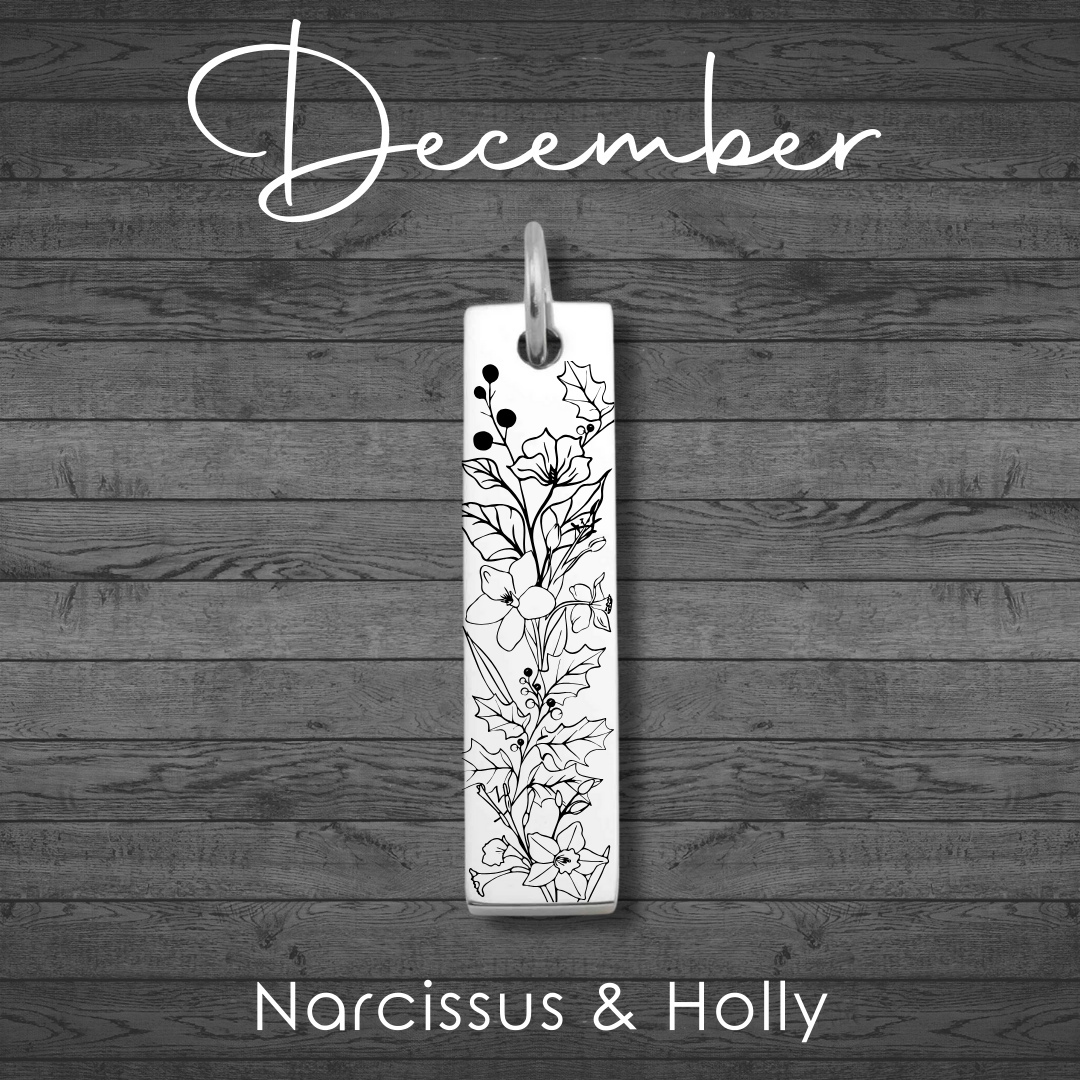 Birth Flower Bar Pendant