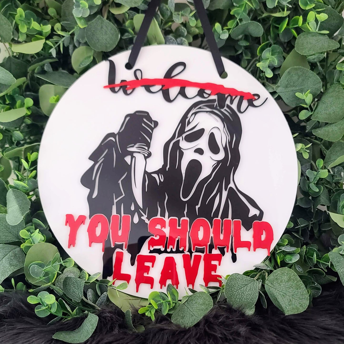 Round Halloween Welcome Sign