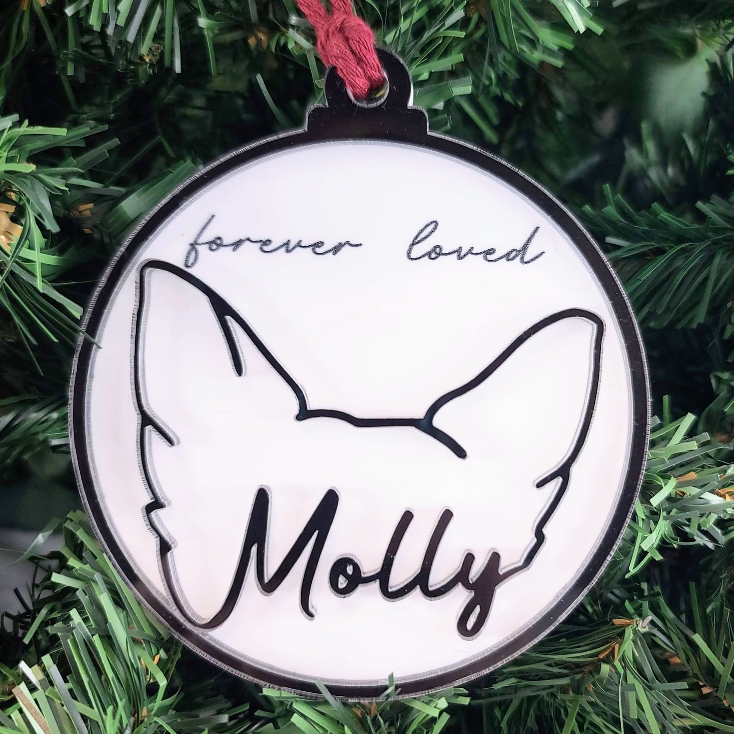 Custom Pet Ears Christmas Ornament