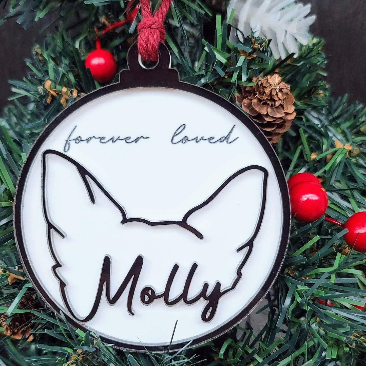 Custom Pet Ears Christmas Ornament