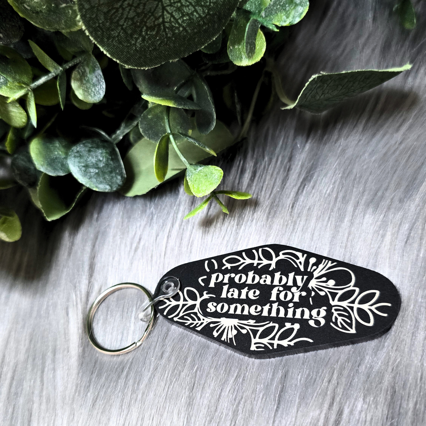Probably Late For Something - Floral Acrylic Keychain