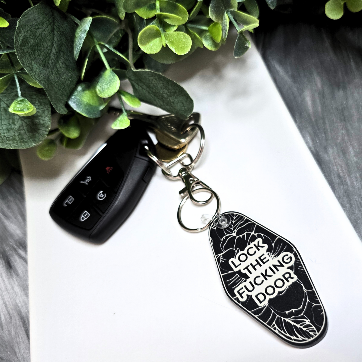 Lock the Fucking Door - Floral Acrylic Keychain