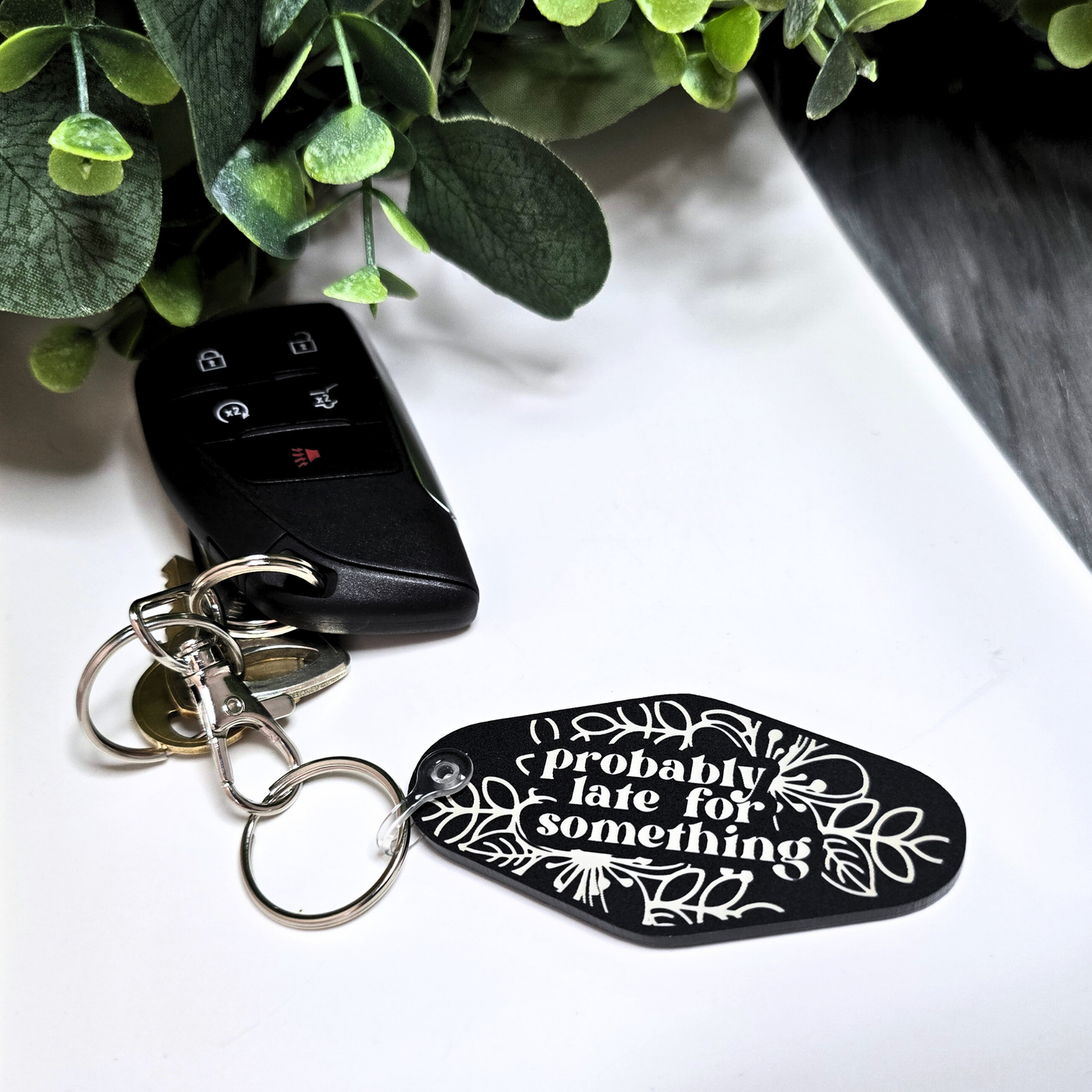 Probably Late For Something - Floral Acrylic Keychain