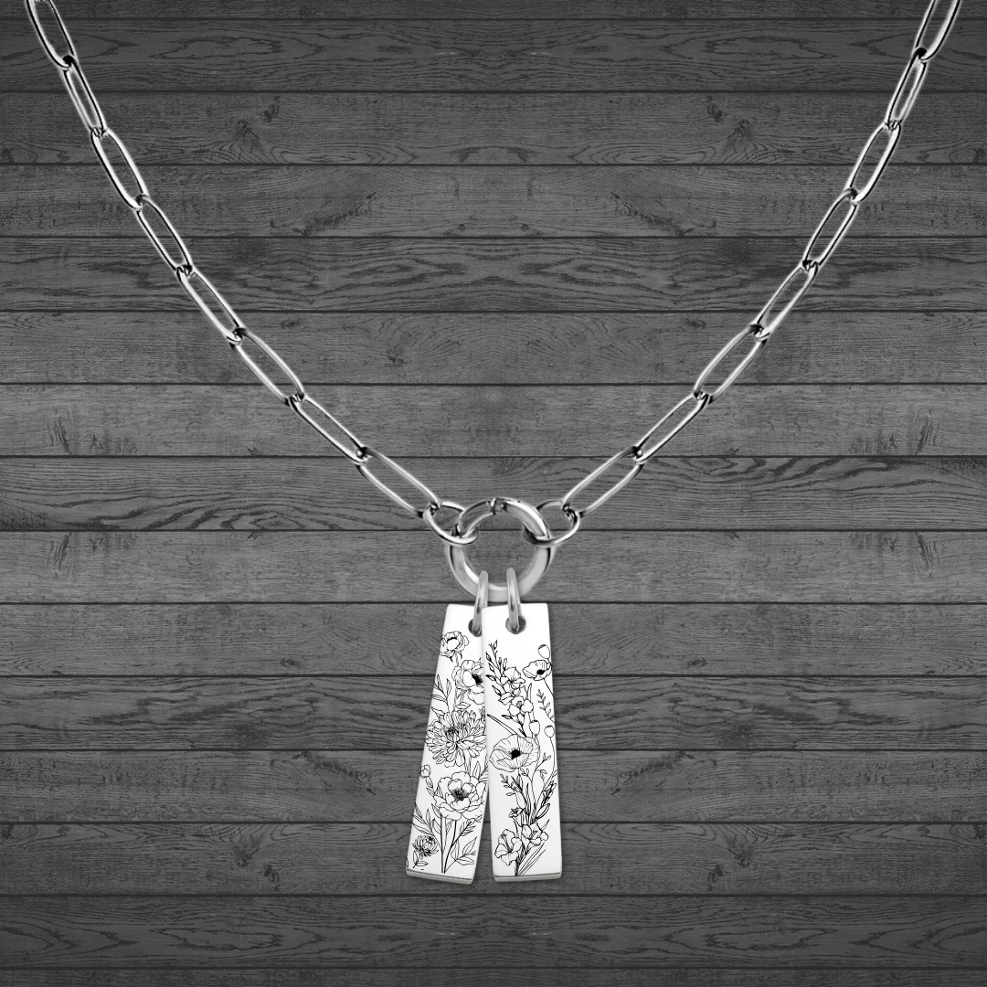 Birth Flower Bar Pendant