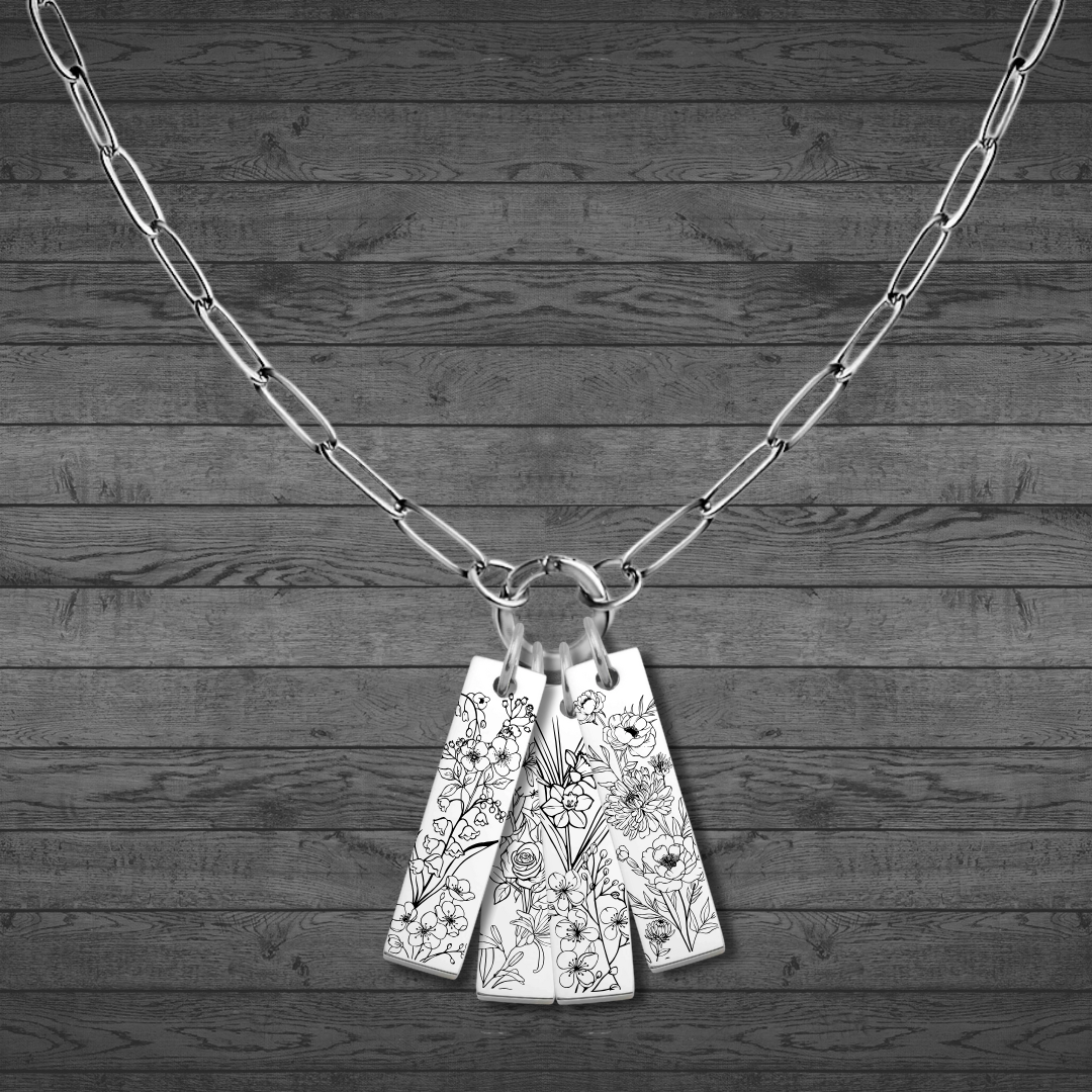 Birth Flower Bar Pendant
