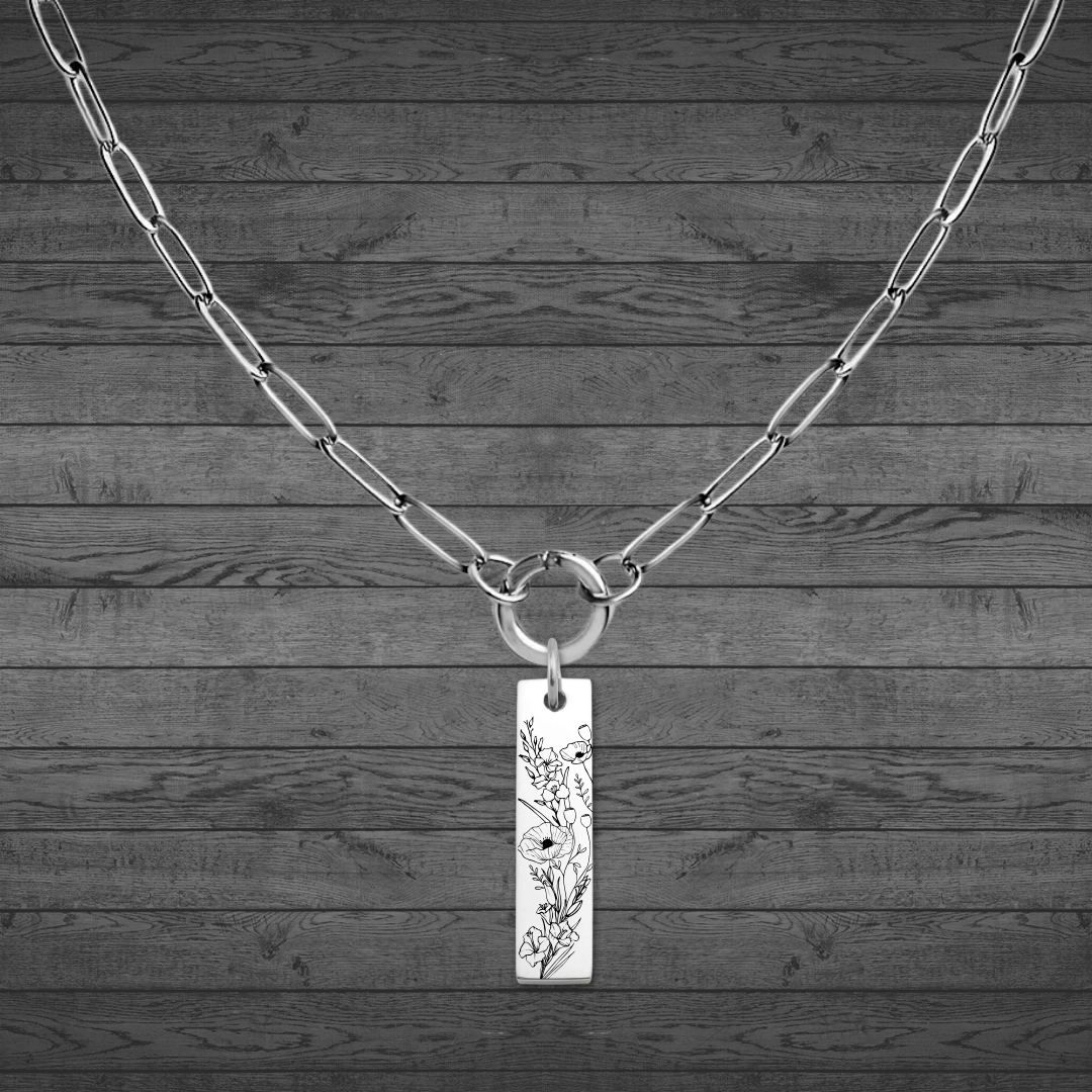 Birth Flower Bar Pendant