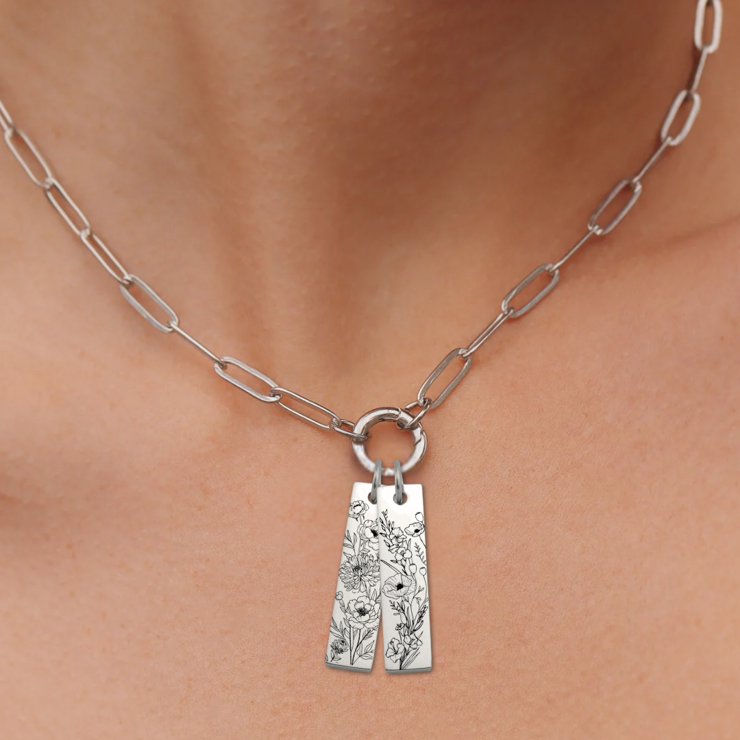 Birth Flower Bar Pendant