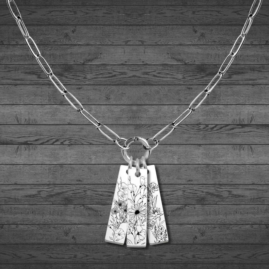 Birth Flower Bar Pendant