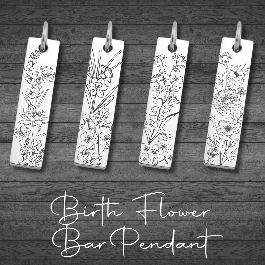 Birth Flower Bar Pendant