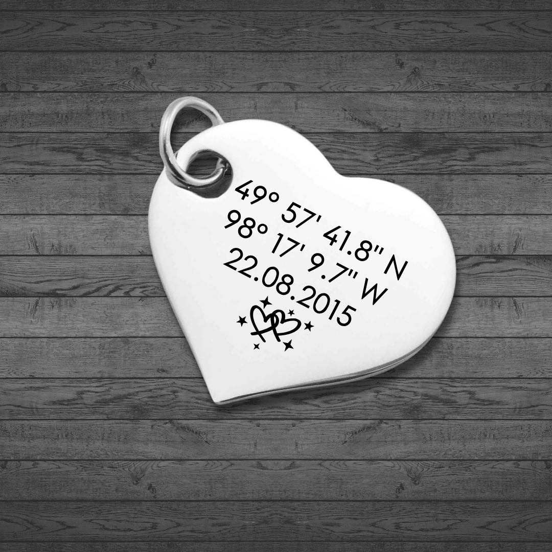 Text, Handwriting or Drawing Laser Engraved Heart Pendant