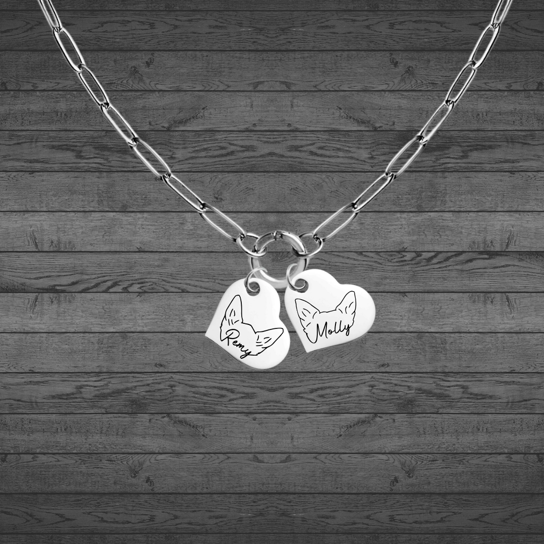 Text, Handwriting or Drawing Laser Engraved Heart Pendant