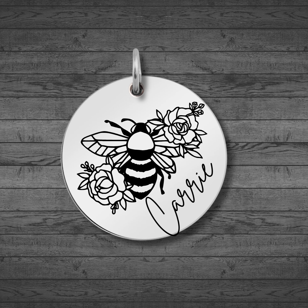 Text, Handwriting or Drawing Laser Engraved Large Circle Pendant