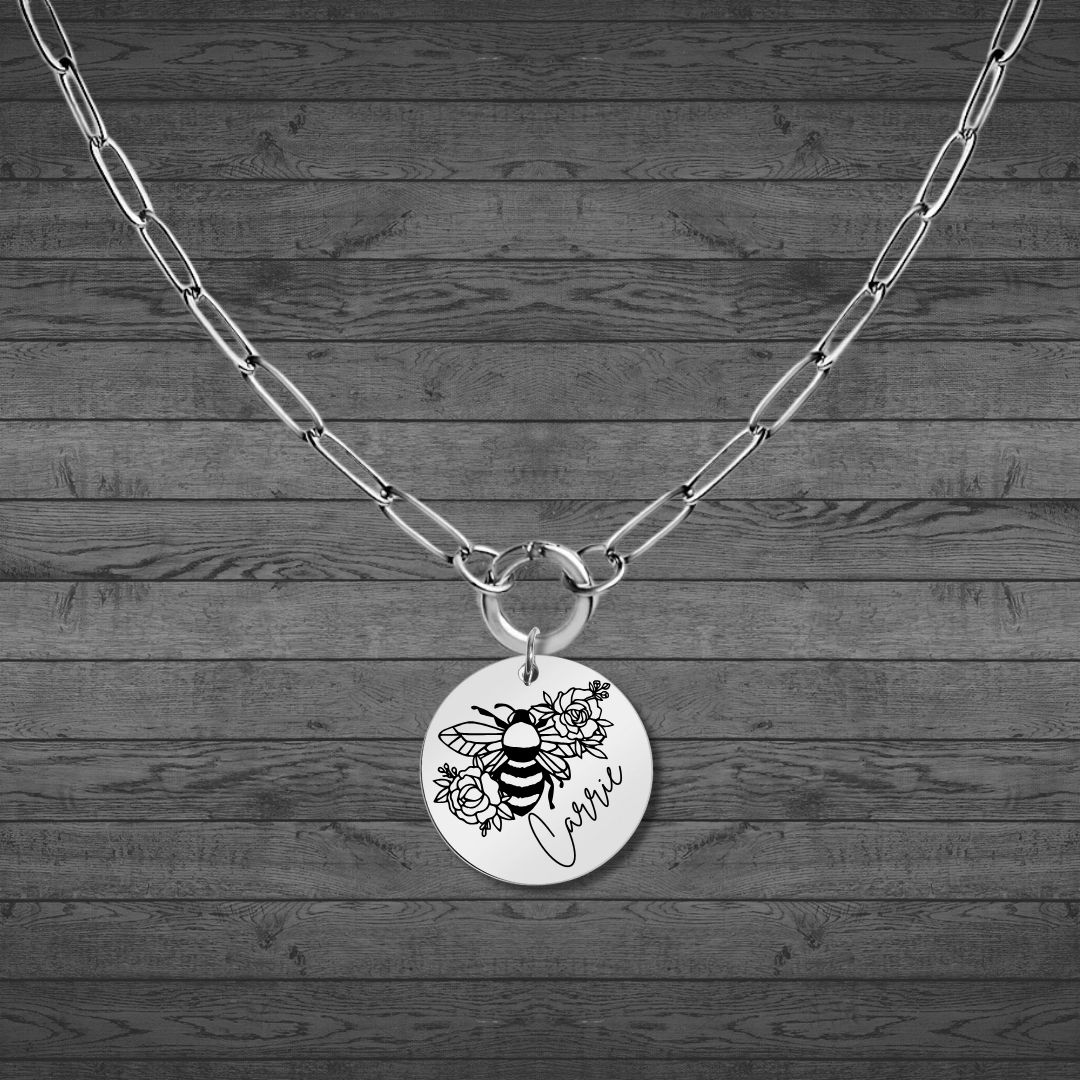 Text, Handwriting or Drawing Laser Engraved Large Circle Pendant