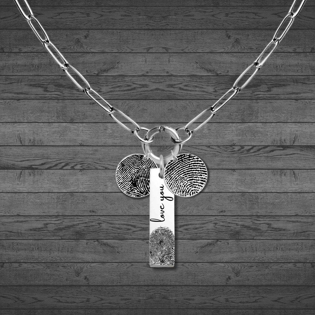 Fingerprint Engraved Small Circle Pendant