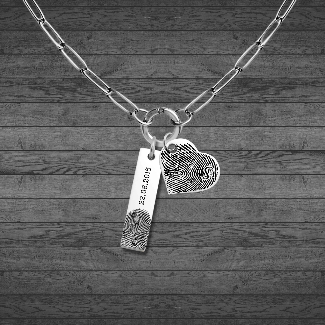 Fingerprint Engraved Bar Pendant