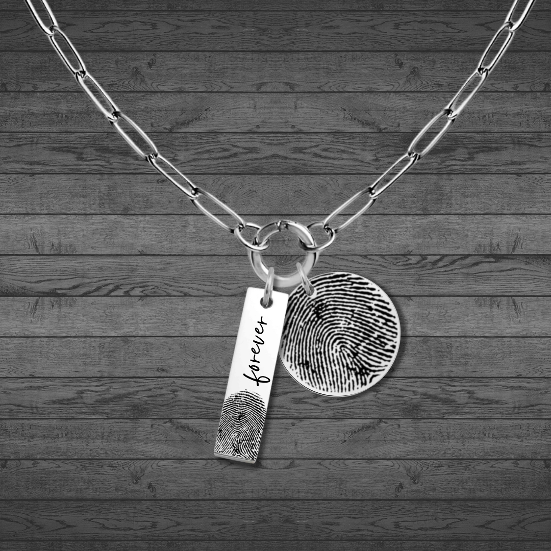 Fingerprint Engraved Large Circle Pendant