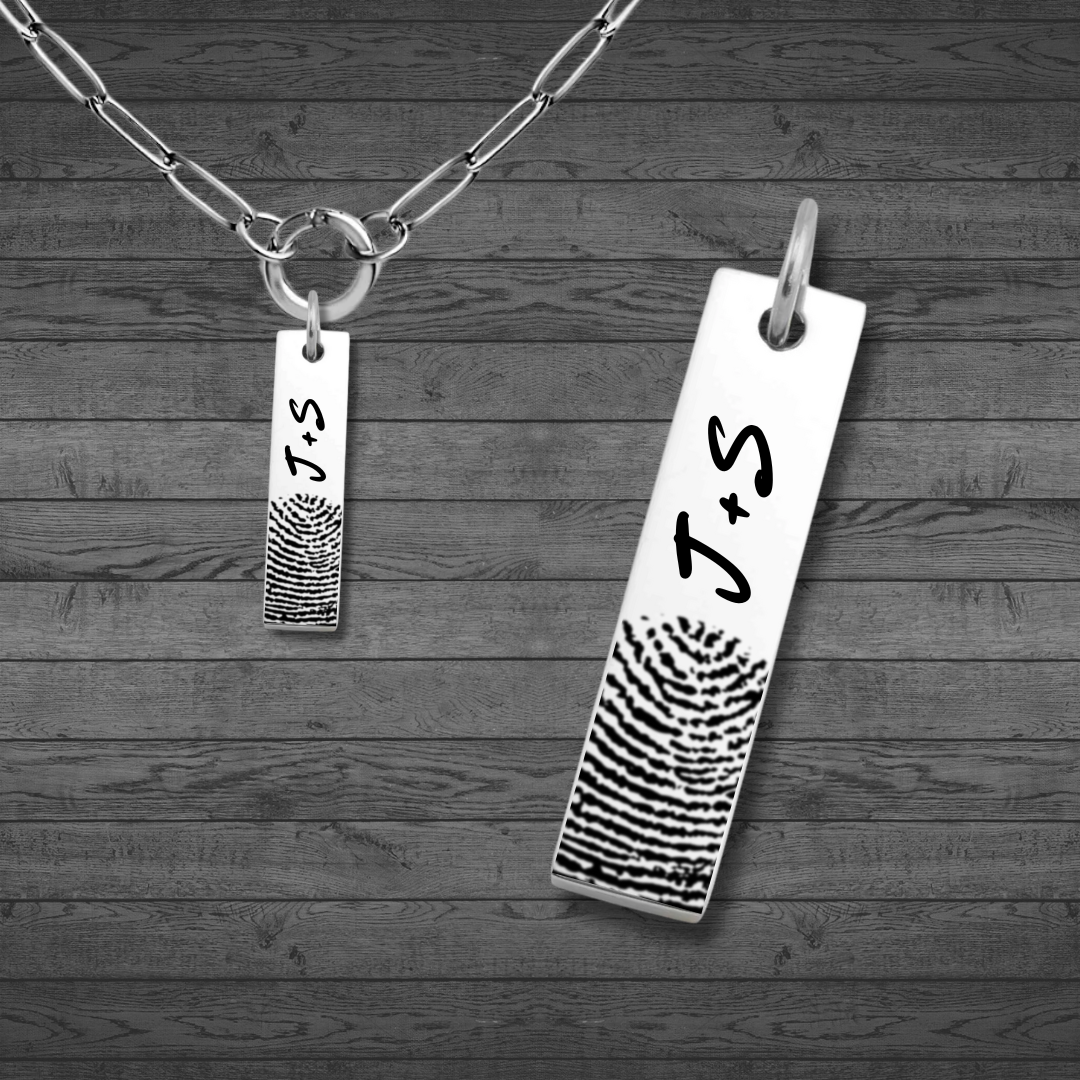 Fingerprint Engraved Bar Pendant