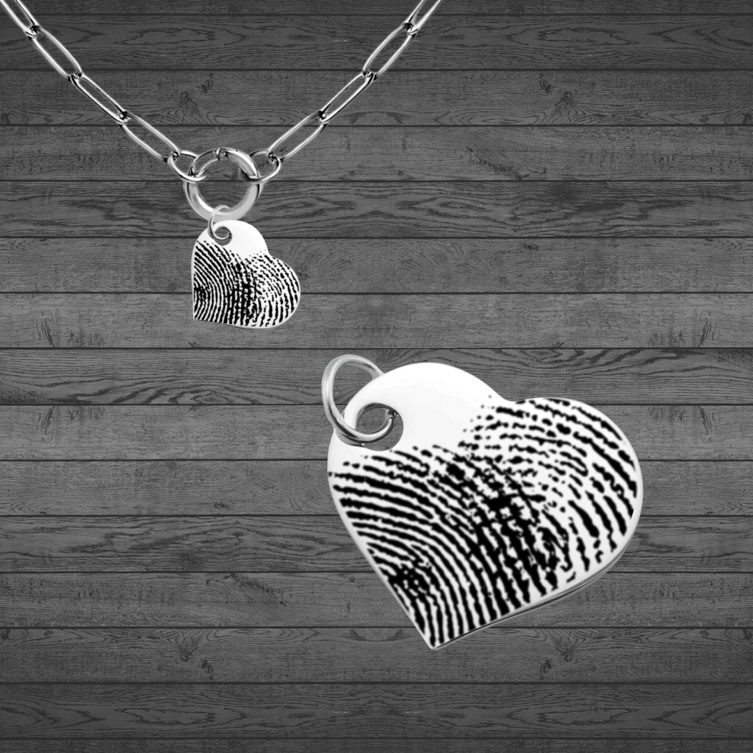 Fingerprint Engraved Heart Pendant