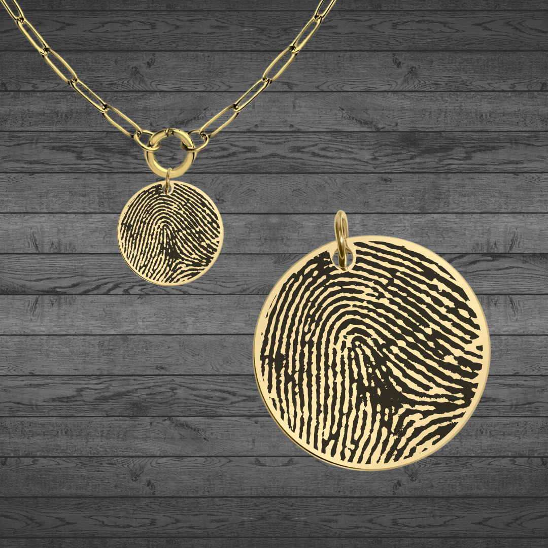 Fingerprint Engraved Large Circle Pendant