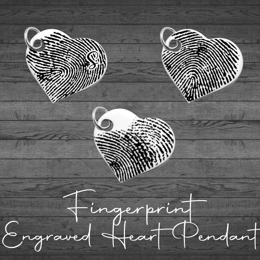 Fingerprint Engraved Heart Pendant