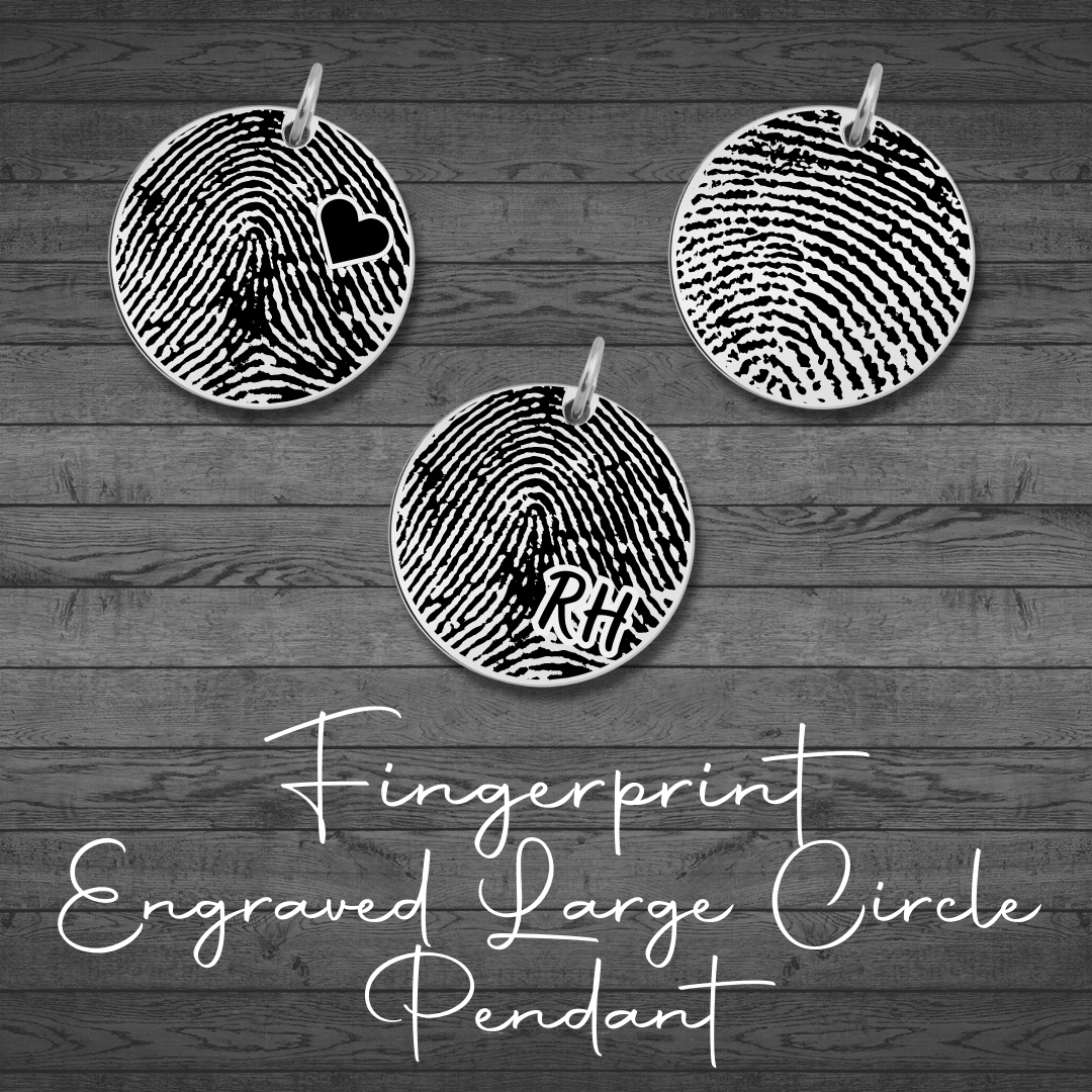 Fingerprint Engraved Large Circle Pendant