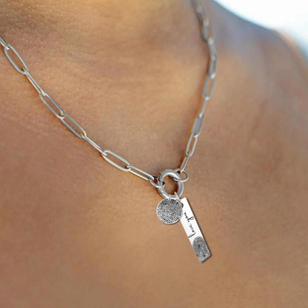 Fingerprint Engraved Small Circle Pendant
