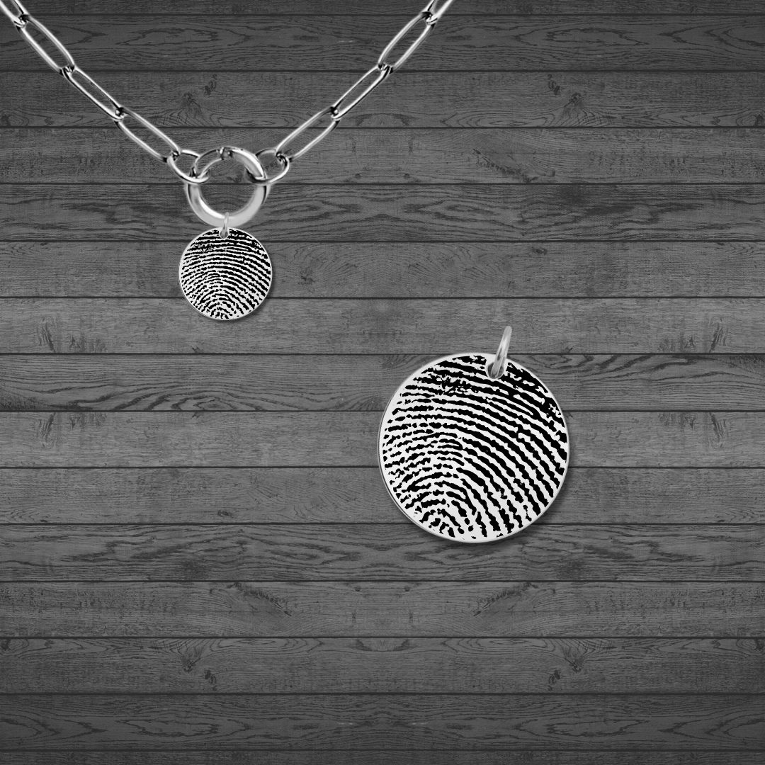 Fingerprint Engraved Small Circle Pendant