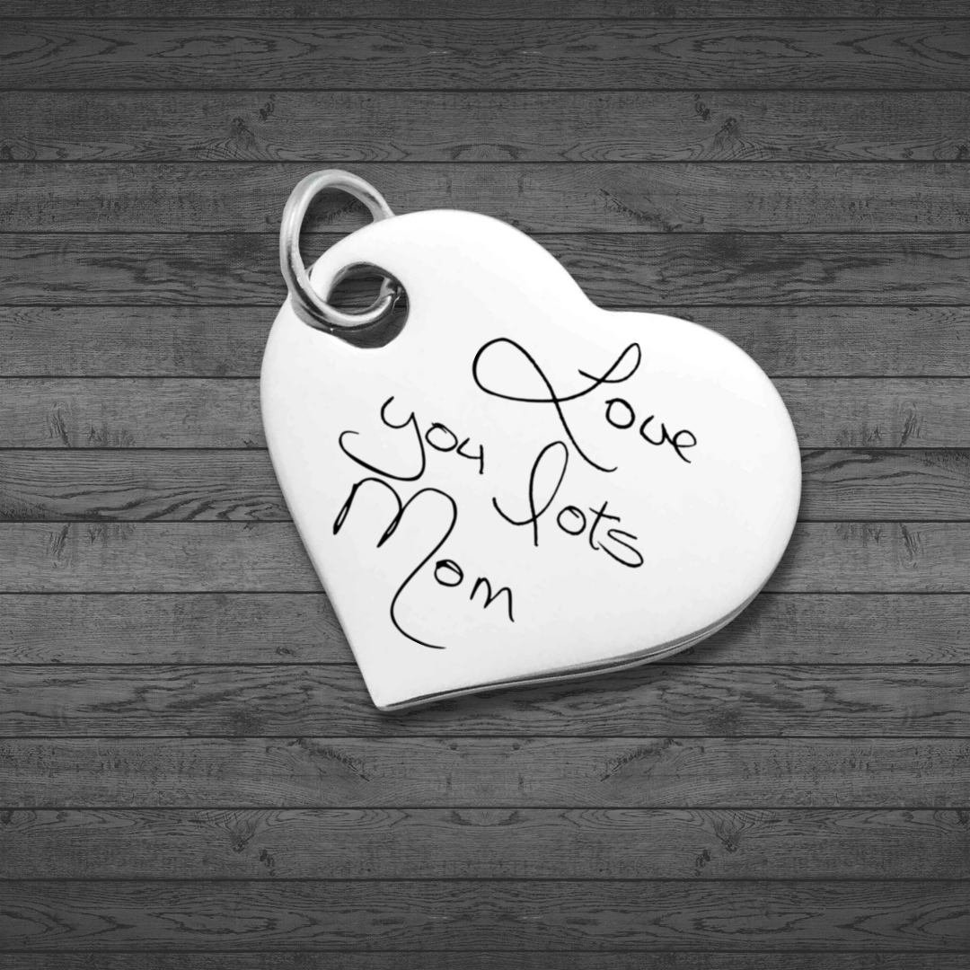 Text, Handwriting or Drawing Laser Engraved Heart Pendant