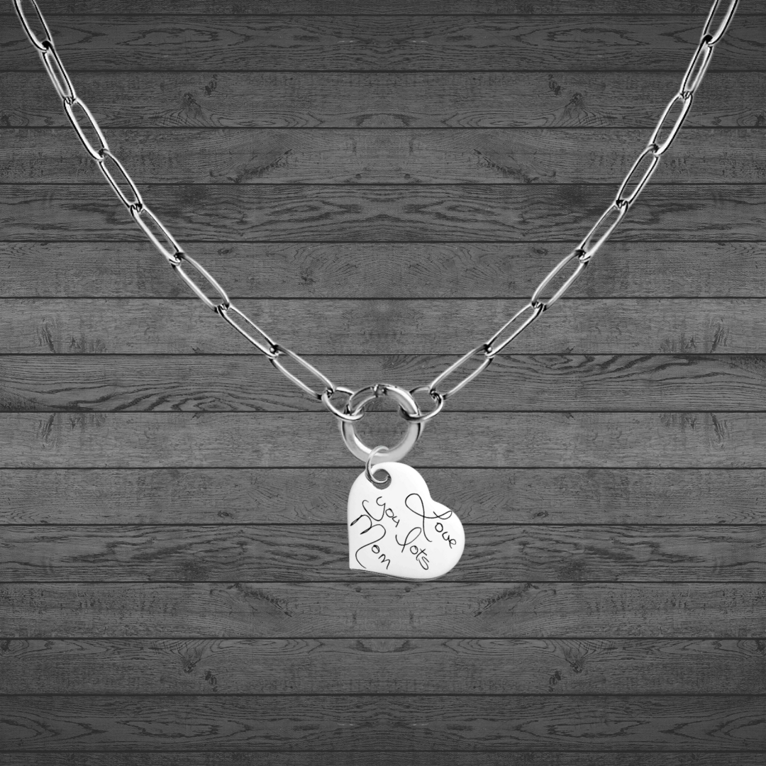 Text, Handwriting or Drawing Laser Engraved Heart Pendant