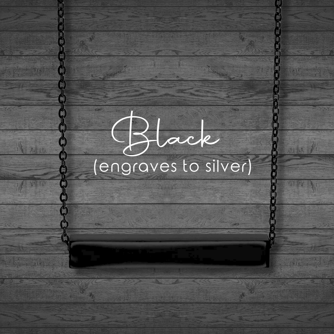 Text, Handwriting or Drawing Laser Engraved Horizontal Bar Necklace