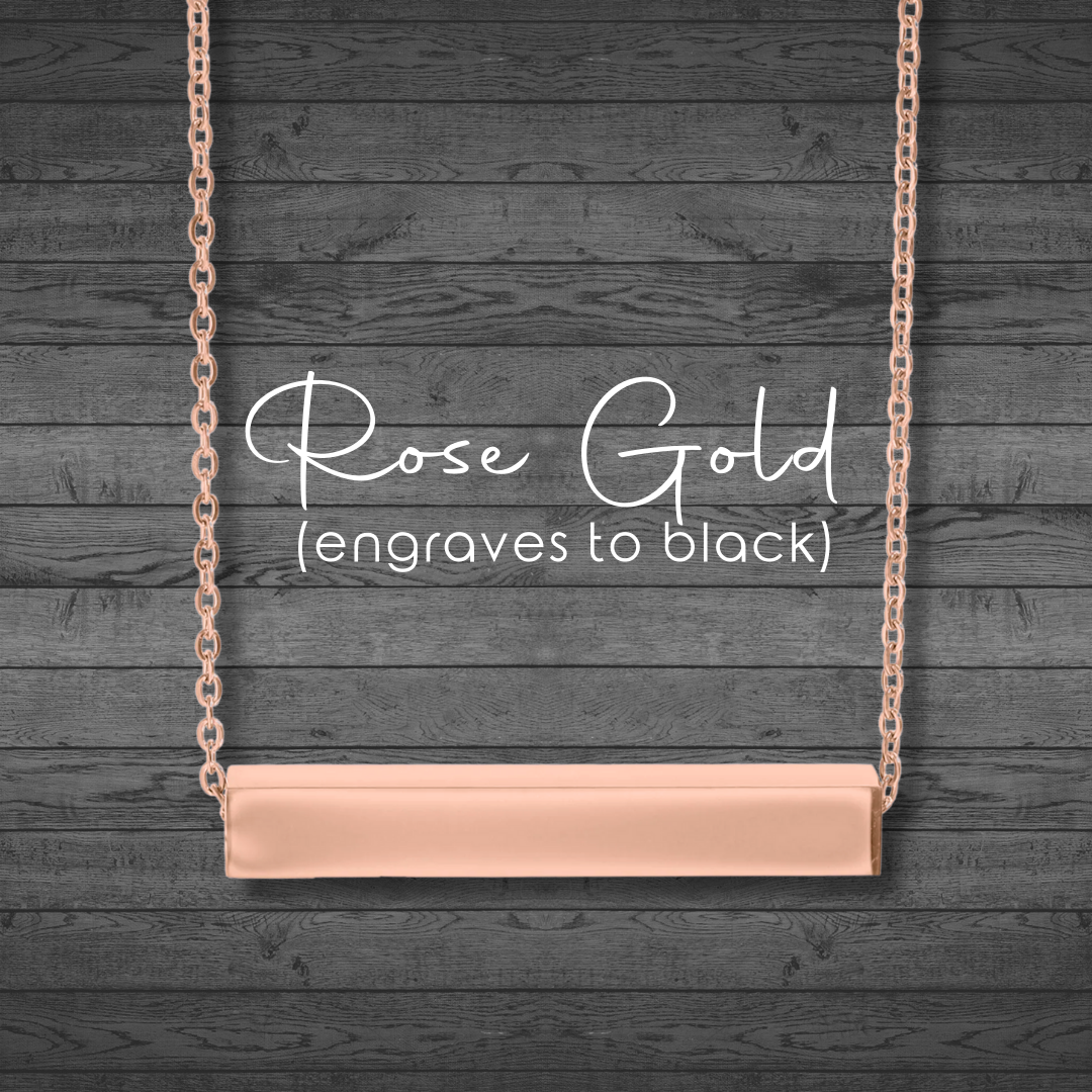 Text, Handwriting or Drawing Laser Engraved Horizontal Bar Necklace