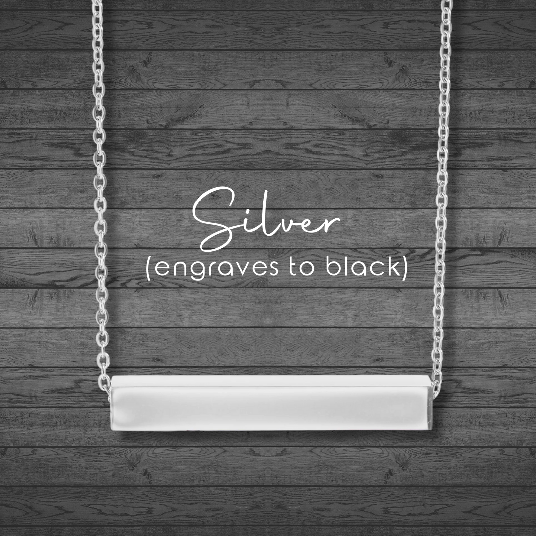 Text, Handwriting or Drawing Laser Engraved Horizontal Bar Necklace
