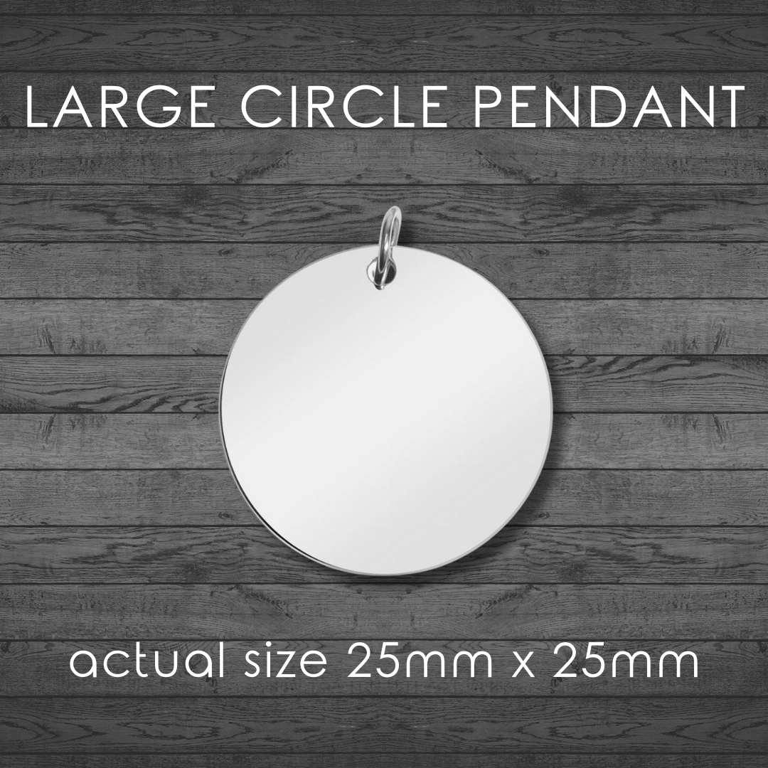 Text, Handwriting or Drawing Laser Engraved Large Circle Pendant