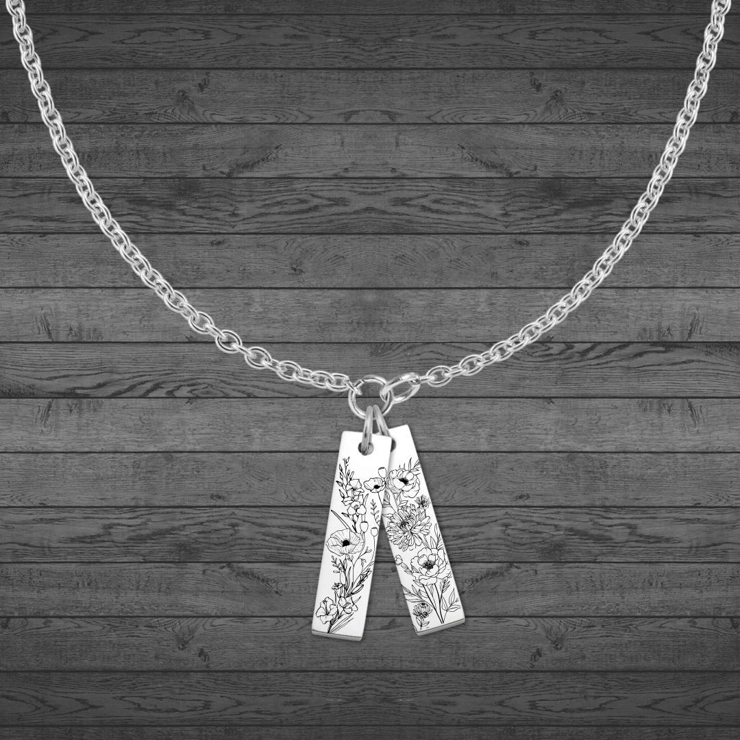 Birth Flower Bar Pendant