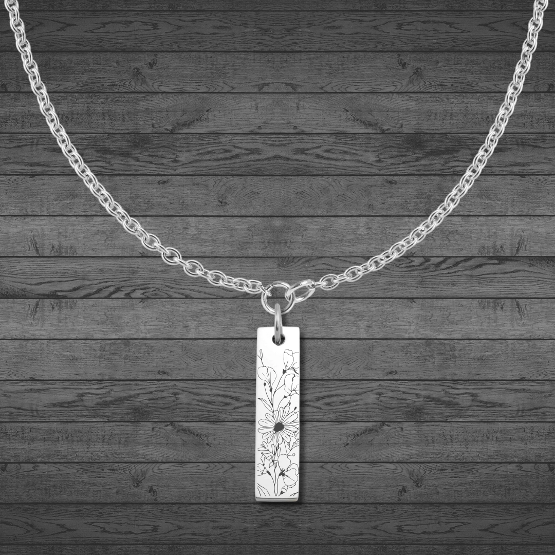 Birth Flower Bar Pendant