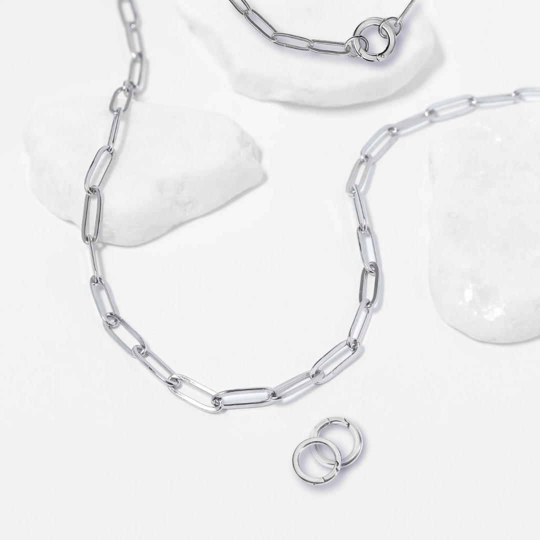 Paperclip Chain Necklace with Mini Circle Carabiner