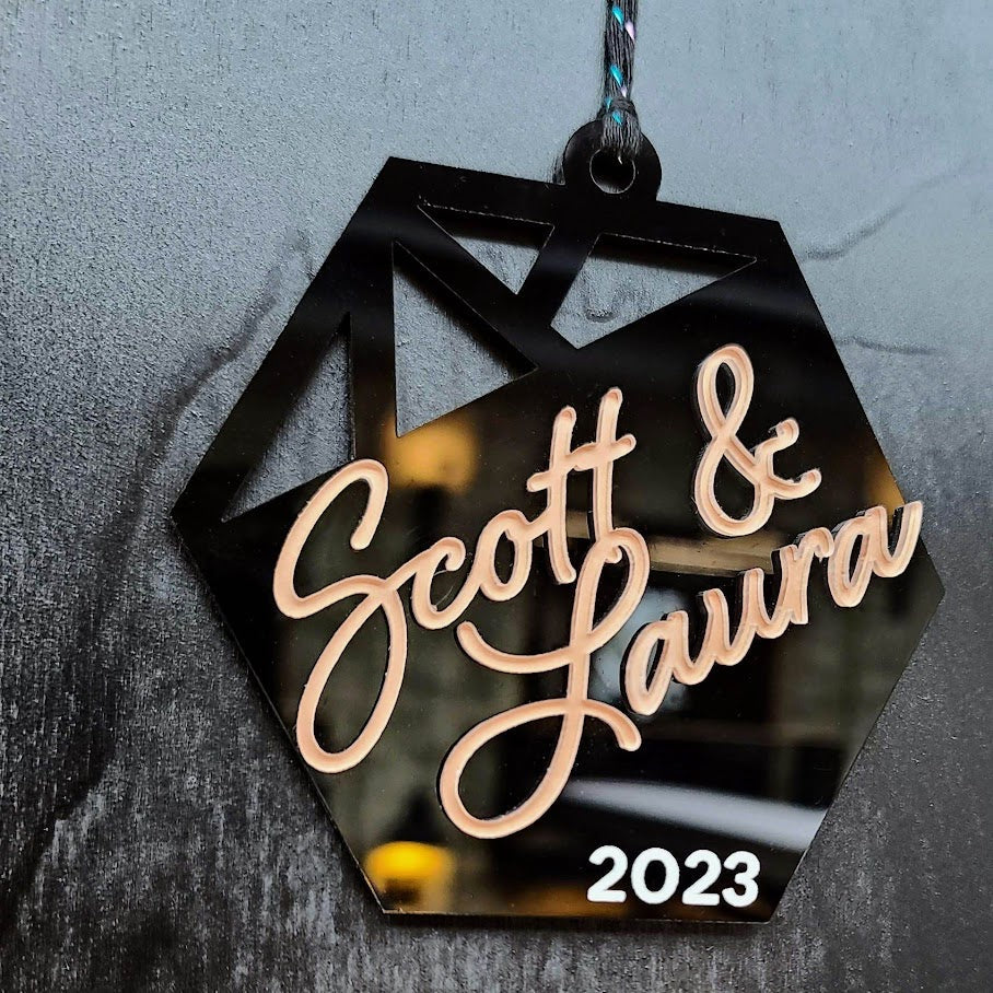 PAWS Custom Geometric Ornament - 3D Name