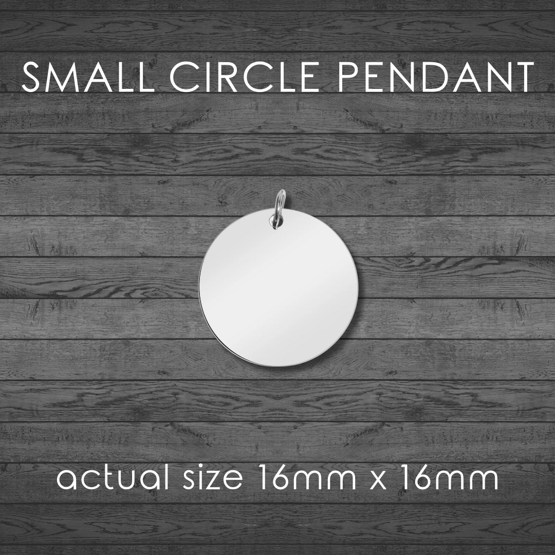 Text, Handwriting or Drawing Laser Engraved Small Circle Pendant