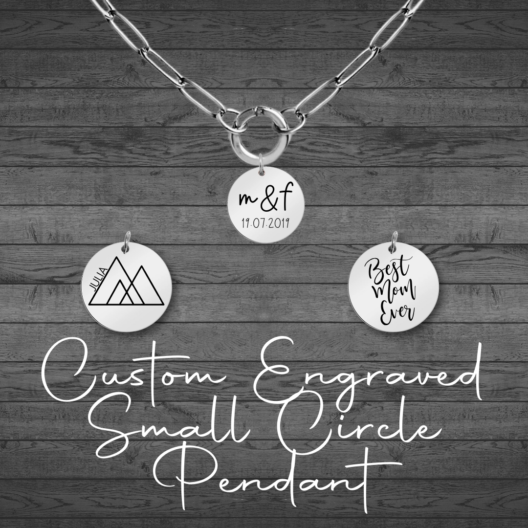 Text, Handwriting or Drawing Laser Engraved Small Circle Pendant