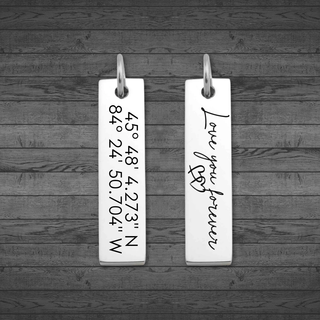 Text, Handwriting or Drawing Laser Engraved Bar Pendant