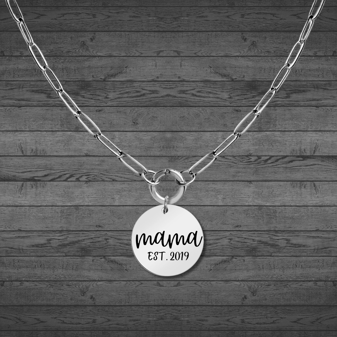 Text, Handwriting or Drawing Laser Engraved Large Circle Pendant