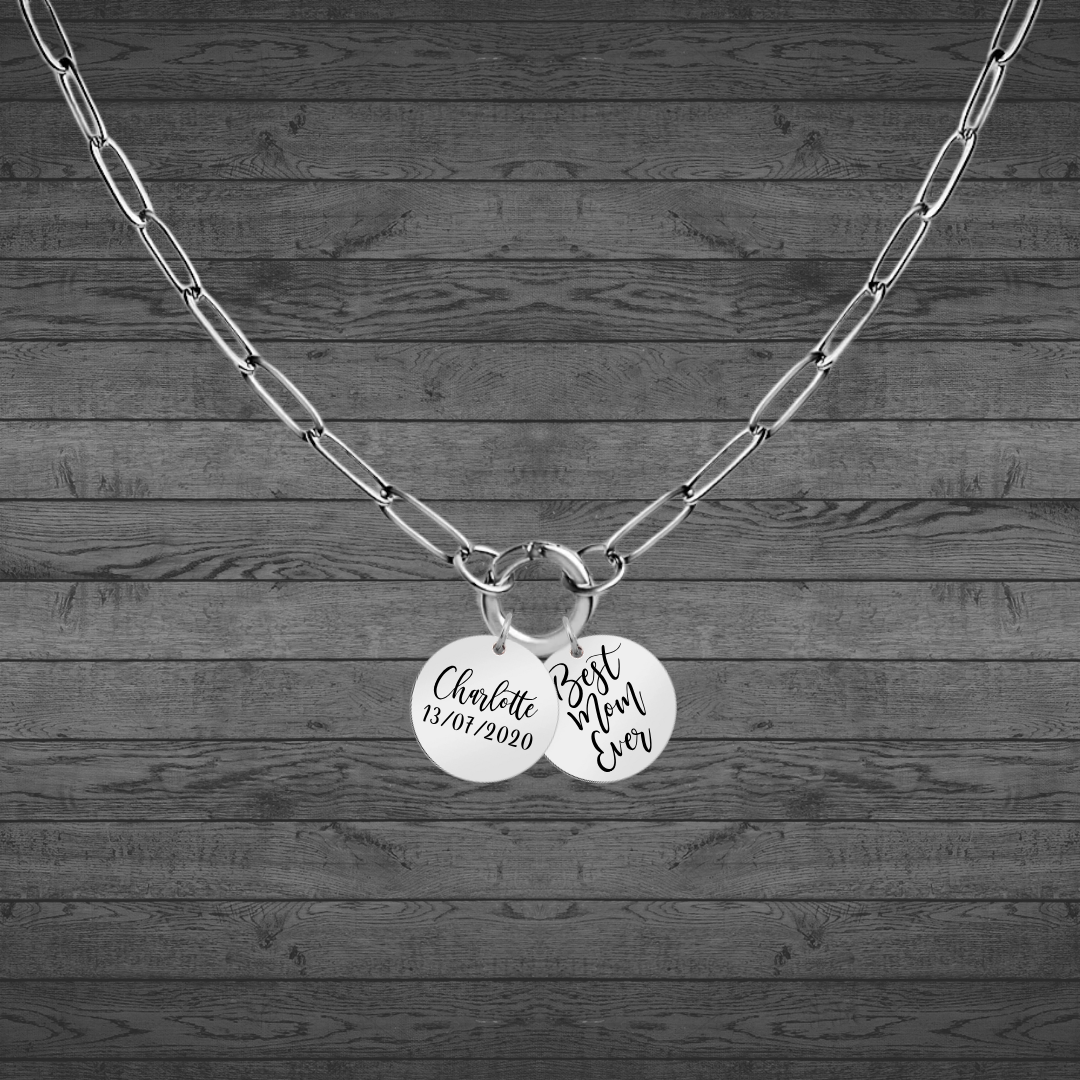 Text, Handwriting or Drawing Laser Engraved Small Circle Pendant