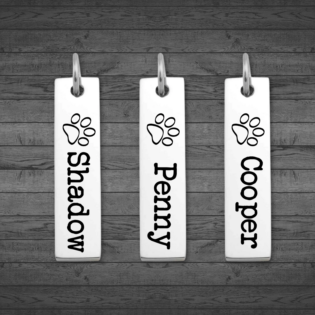 Text, Handwriting or Drawing Laser Engraved Bar Pendant