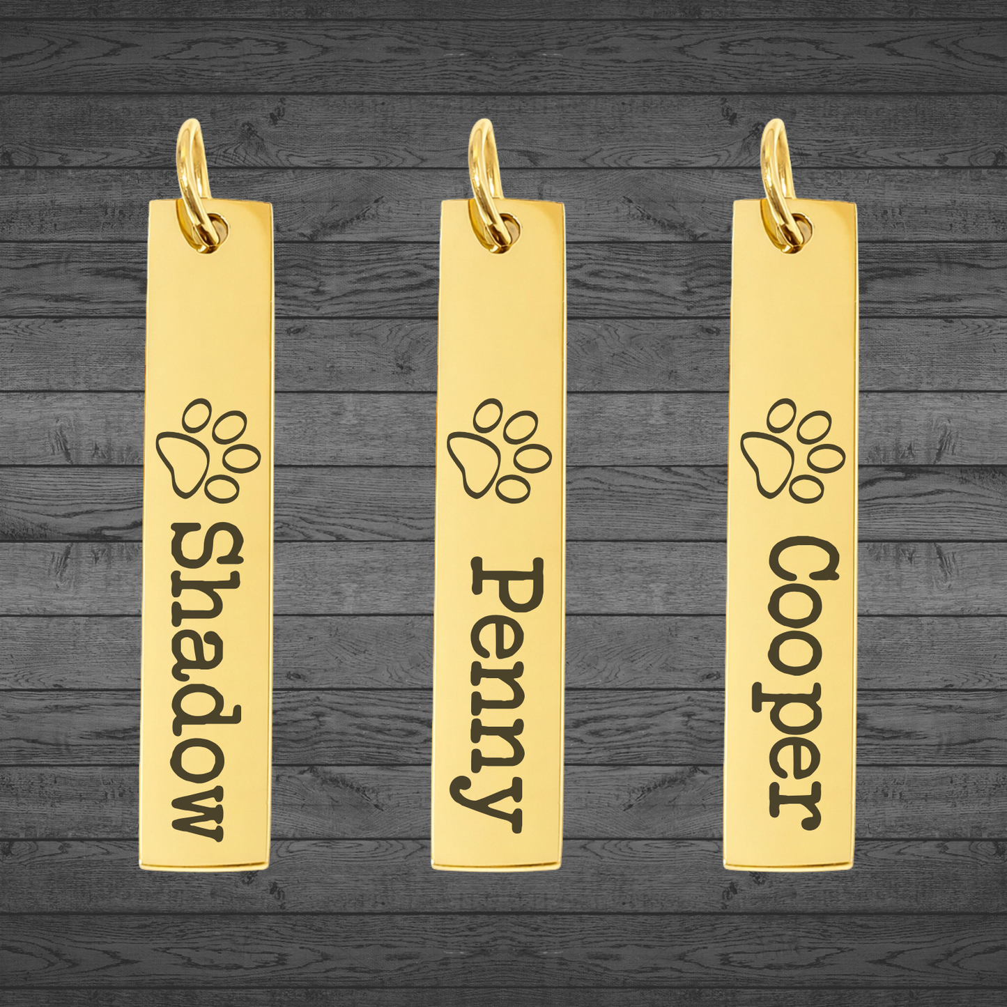 Text, Handwriting or Drawing Laser Engraved Gold Bar Pendant