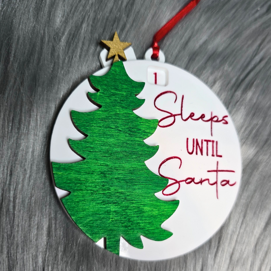 Sleeps Until Santa Countdown Ornament